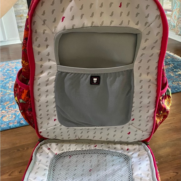 Sakroots Backpack: Raspberry In Bloom, Pink, padded laptop bag, Artists Circle - Picture 12 of 16